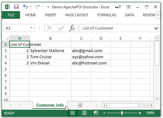 Đọc ghi file Excel bằng Java sử dụng Apache POI