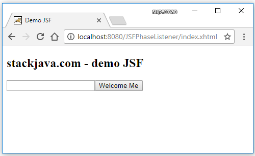 Code ví dụ PhaseListener, Sự kiện chuyển phase trong JSF
