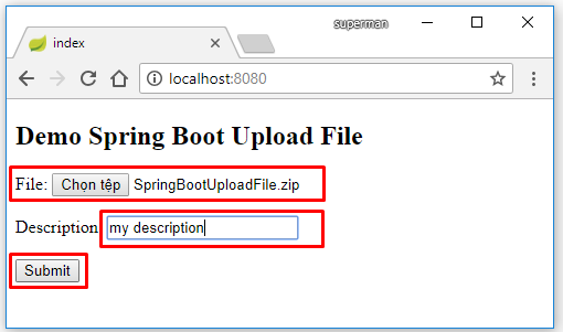 Code ví dụ Spring Boot Upload file