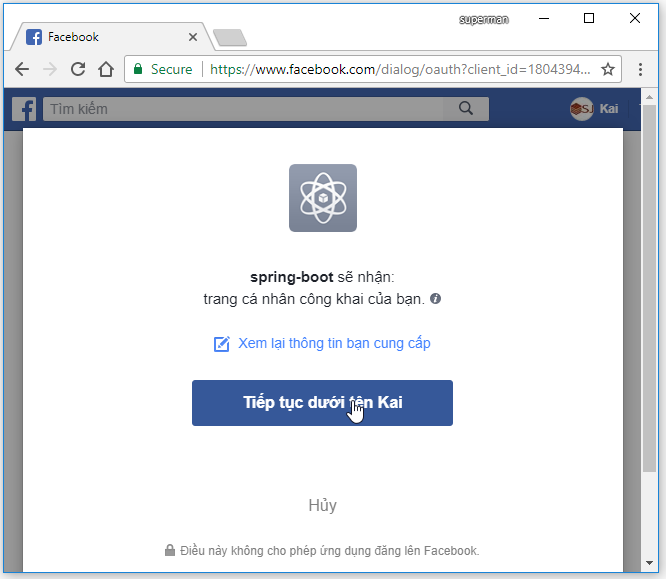 Code ví dụ Spring Boot Security login bằng Facebook