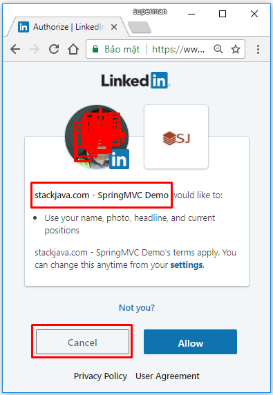 Code ví dụ Spring MVC Security đăng nhập bằng LinkedIn
