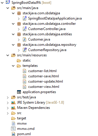 Code ví dụ Spring Boot Data JPA (JpaRepository) MySQL + Eclipse