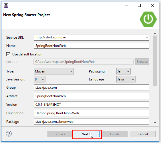 Code ví dụ Spring Boot Non Web (Java Desktop Application)