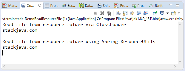 Code ví dụ Spring đọc file từ resource folder (resources)