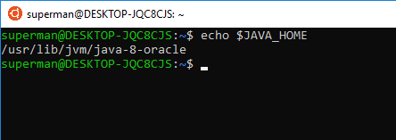 Chạy lệnh echo $JAVA_HOME để kiểm tra lại biến môi trường của Java