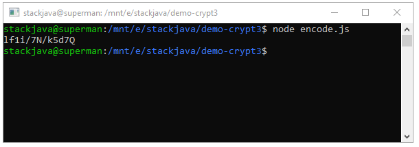 Code ví dụ Node.js Crypt3 - encode/decode