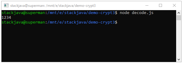 Code ví dụ Node.js Crypt3 - encode/decode