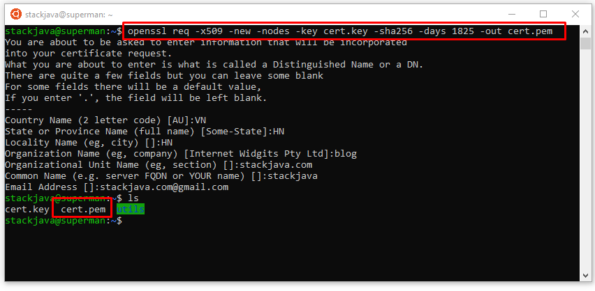 Hướng dẫn tạo certificate SSL trên ubuntu (file key, pem)