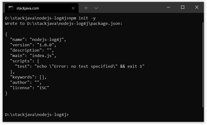 Code ví dụ NodeJS Log4j, ghi log với package log4js